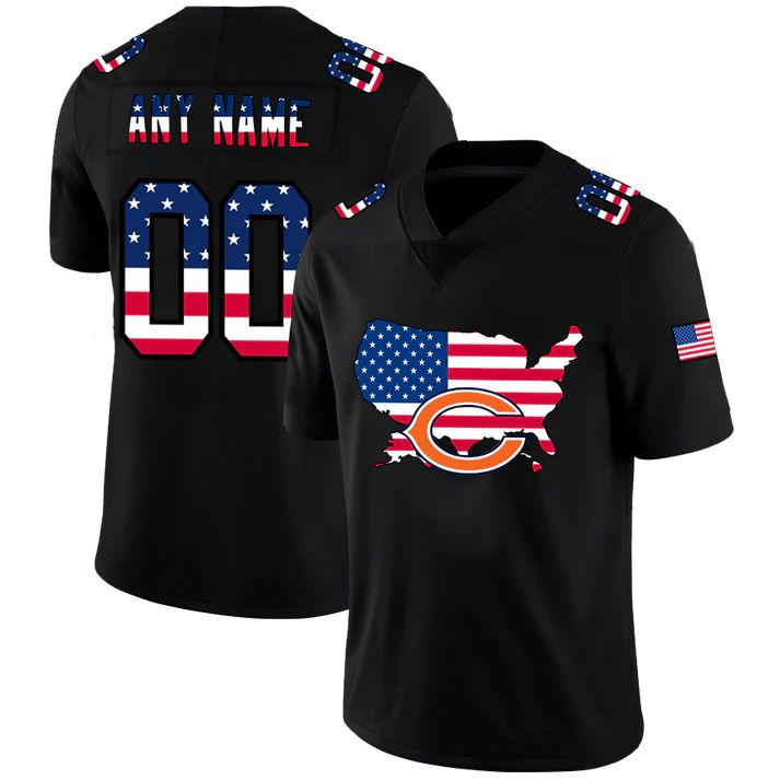 Custom1 Chicago Bears Football Black Limited Fashion Flag Stitched Jerseys Football Jerseys