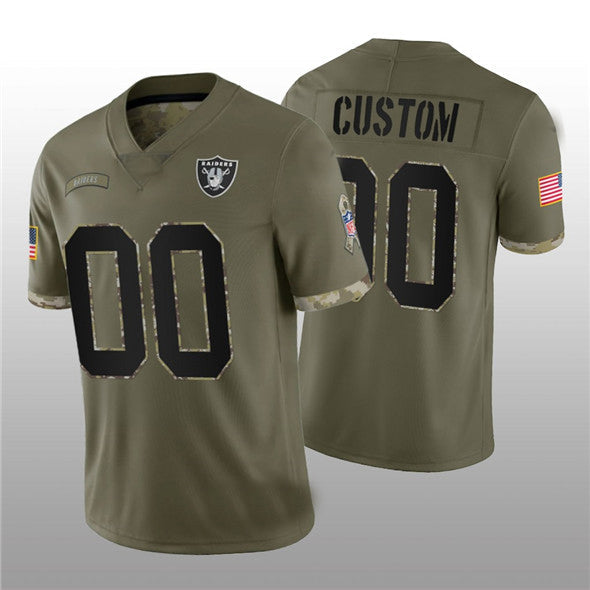 Custom1 Las Vegas Raiders ACTIVE PLAYER 2022 Olive Salute To Service Limited Stitched Jerseys American Football Jerseys