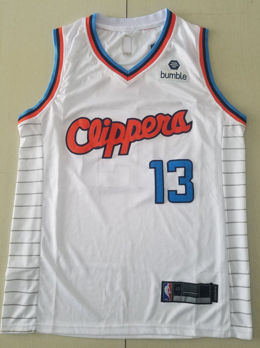 Men's LA Clippers Paul George #13 White Classics Jerseys