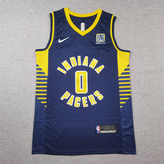 Men's Indiana Pacers Tyrese Haliburton #0 Navy Swingman Jerseys - Icon Edition