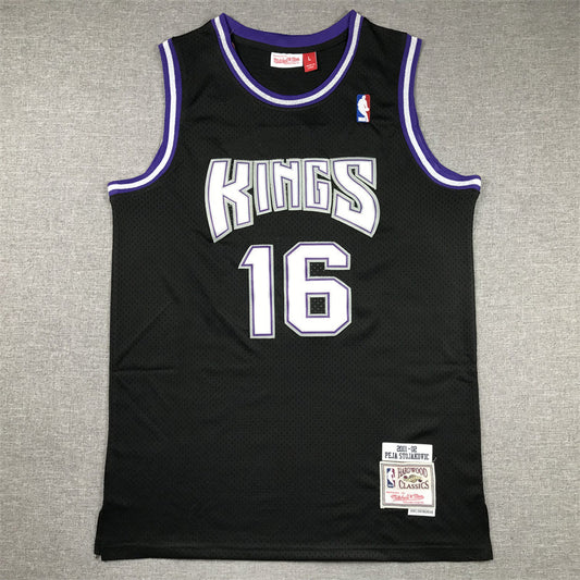 Men's Sacramento Kings Peja Stojakovic #16 Black Hardwood Classics Swingman Jerseys