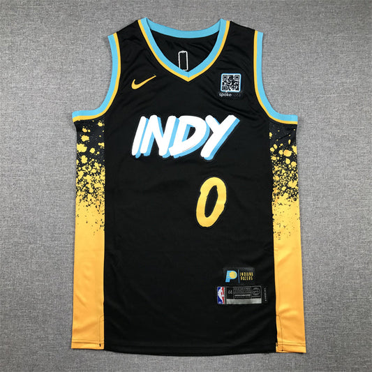 Men's Indiana Pacers Tyrese Haliburton #0 Black 2023/24 Swingman Jerseys - City Edition