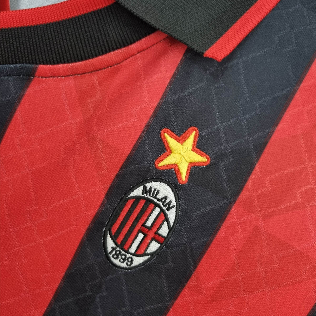 AC Milan 1995-96 Home Retro Jersey – Lotto Red Black Opel Maldini Weah Roberto Baggio Desailly Football Shirt