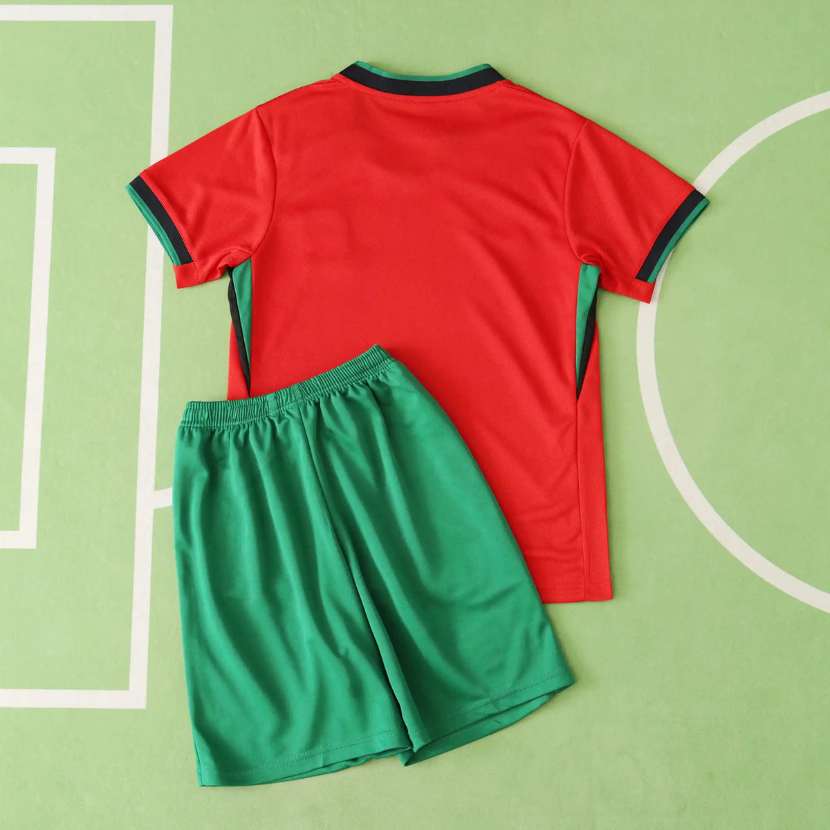 Portugal Home Kids Kit 2024 – Scarlet Red & Green Children's Football Jersey + Shorts Set | FPF Youth Kit