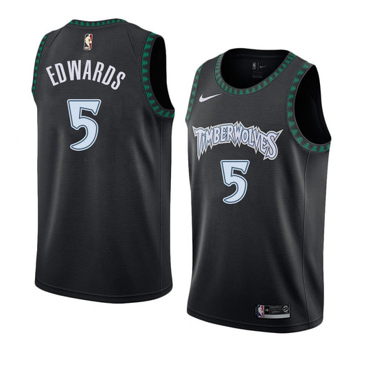 Anthony Edwards #5 Minnesota Timberwolves Black 2022-23 City Edition Throwback Swingman Jersey – Nike