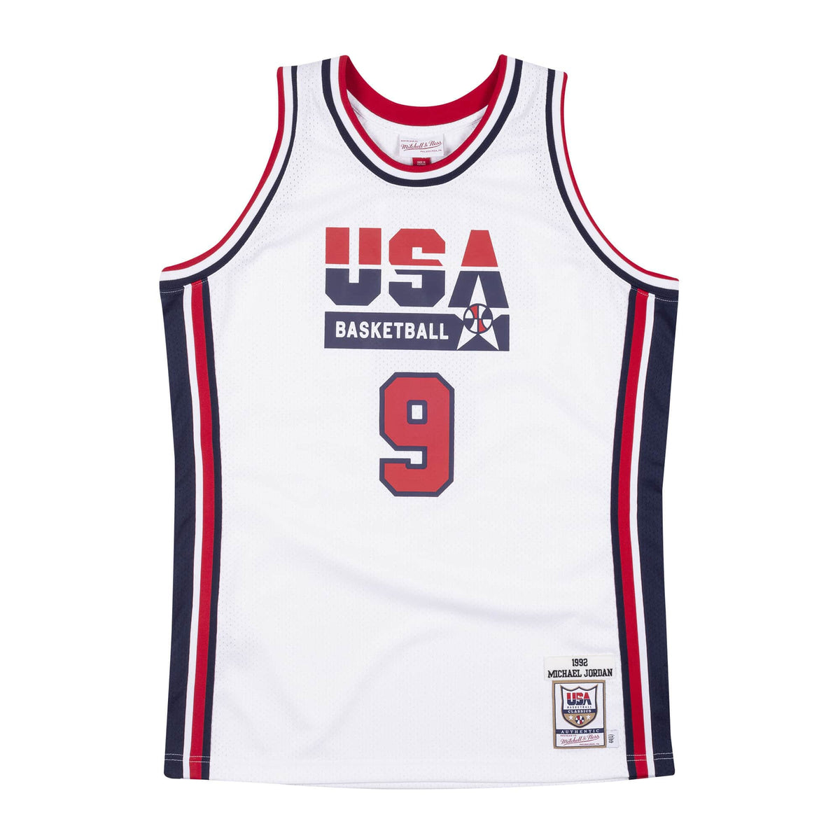 Michael Jordan #9 1992 USA Dream Team Mitchell & Ness White Home Barcelona Olympics Authentic Jersey