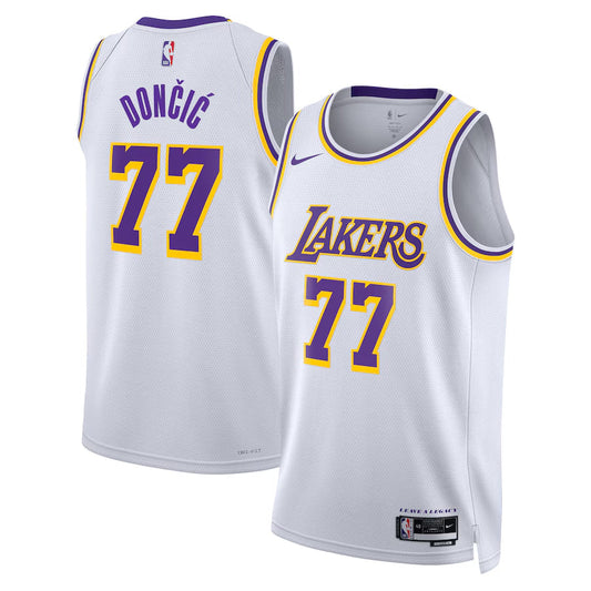 Los Angeles Lakers Nike Association Edition Swingman Jersey - White - Luka Don��i��