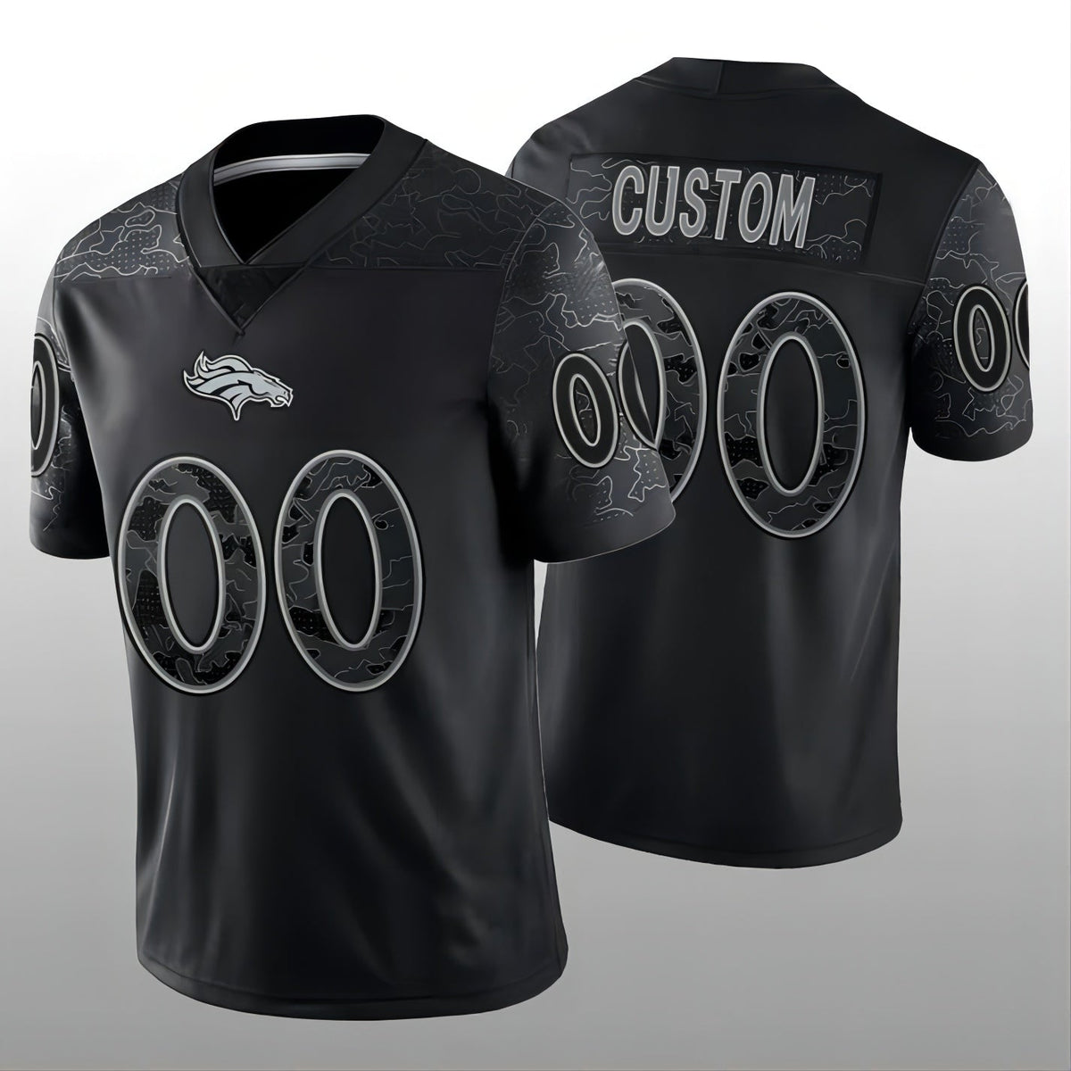 Custom1 Denver Broncos Black RFLCTV Limited Jerseys Stitched Jerseys  American Football Jerseys