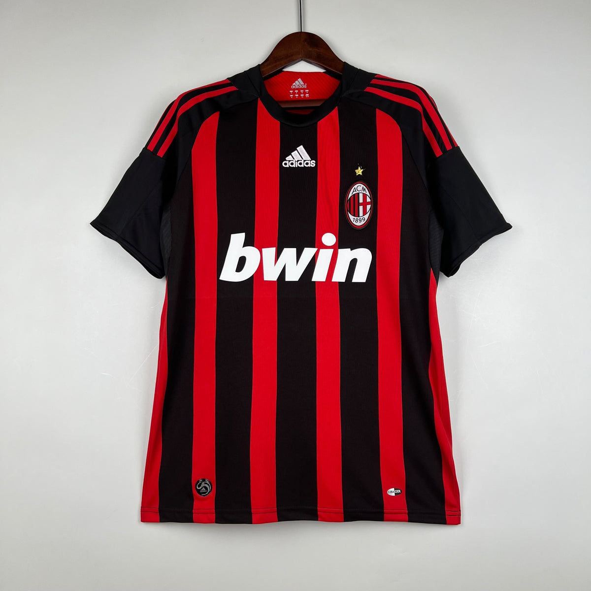 AC Milan 2008-09 Home Retro Jersey – Adidas Black Red Stripes Bwin Kit | Kaká Pirlo Ronaldinho Beckham Maldini Era