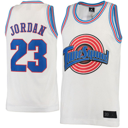 Michael Jordan #23 Space Jam Tune Squad Jordan Brand White & Black Movie Jersey — Men's & Youth