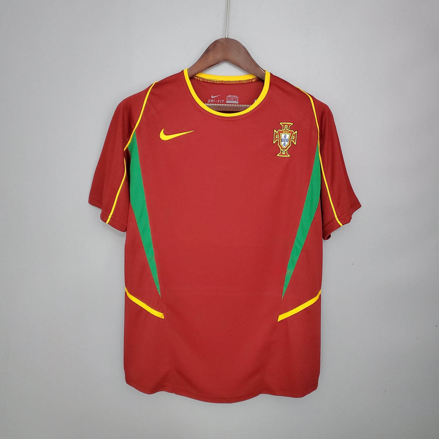 Portugal 2002 Home Jersey – Red Nike Dri-FIT Green Side Panel Retro 2002 FIFA World Cup Football Shirt | Figo Rui Costa Pauleta Classic A Selecao das Quinas Kit